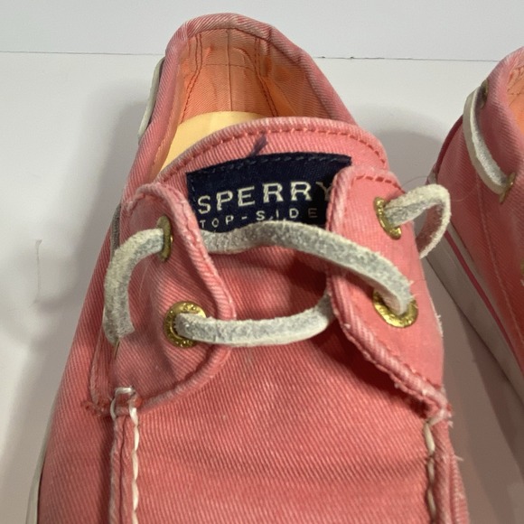 Sperry Top-Sider Women's 7M Canvas Boat Shoes Pink Coral Slip-On Nautical Casual - Picture 9 of 11